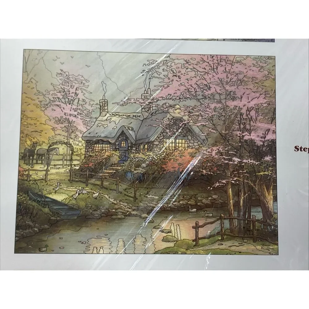 Bradford Exchange Thomas Kinkade Artistic Escapes Coloring Page Kit Cottage Mill